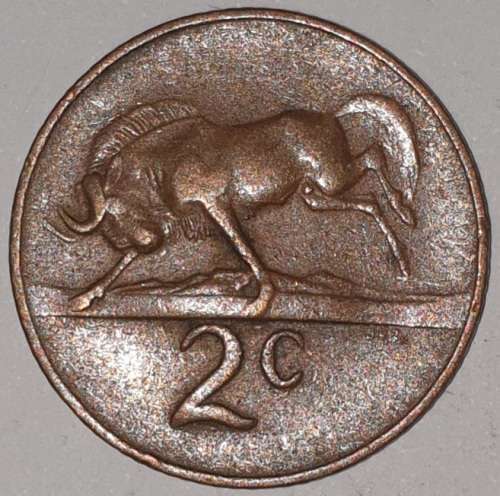 1967 AFR - 2 CENT COIN (TWO CENT COIN) - RSA - BRONZE - KM#66.2 - WILDEBEEST